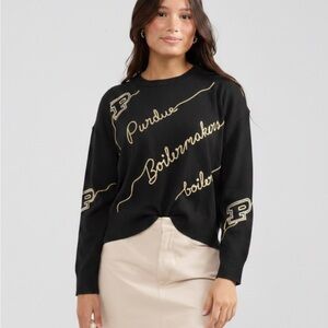 Katydid Black and Gold Crew Neck Sweater